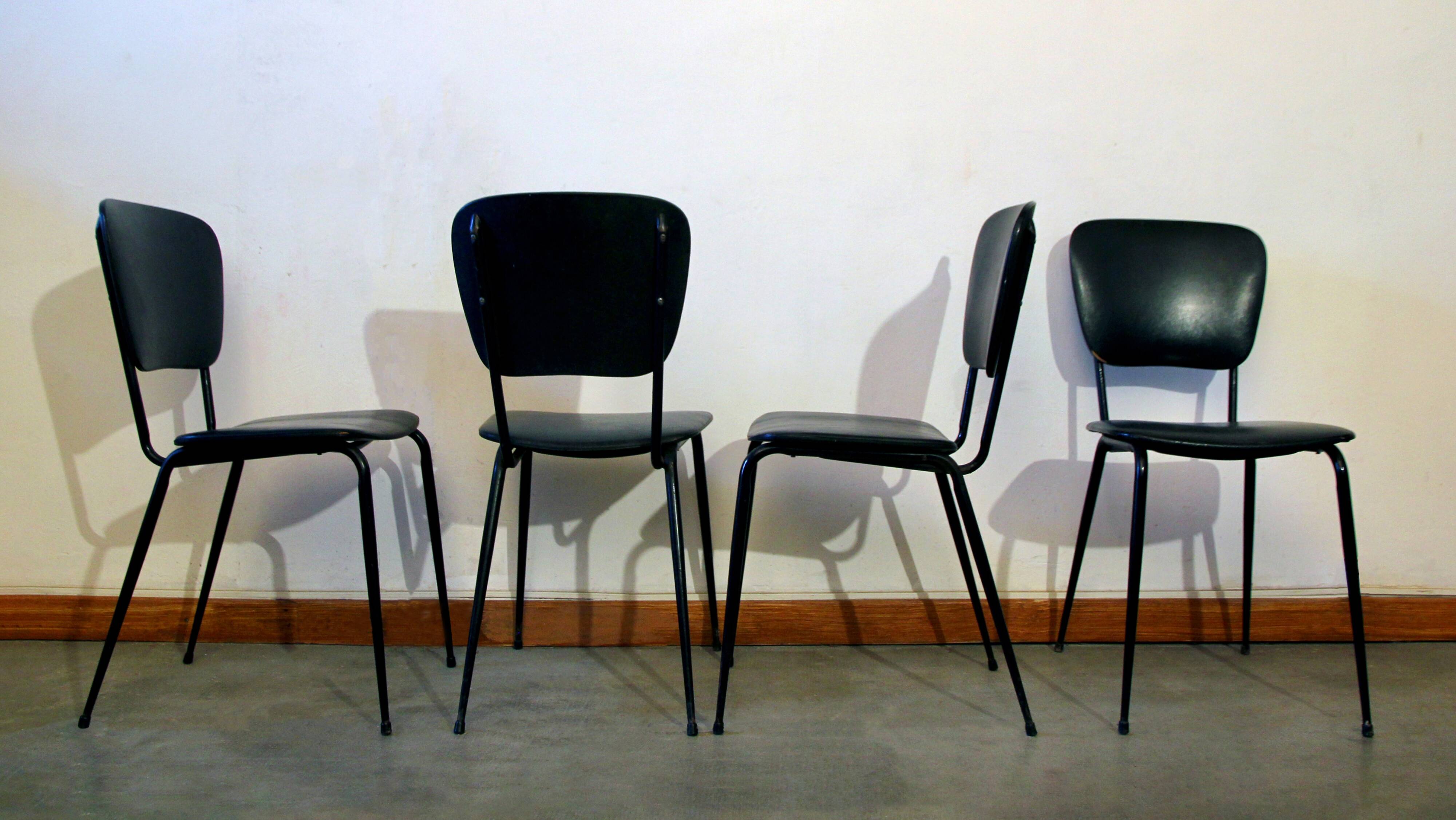 Set of 4 black skai chairs