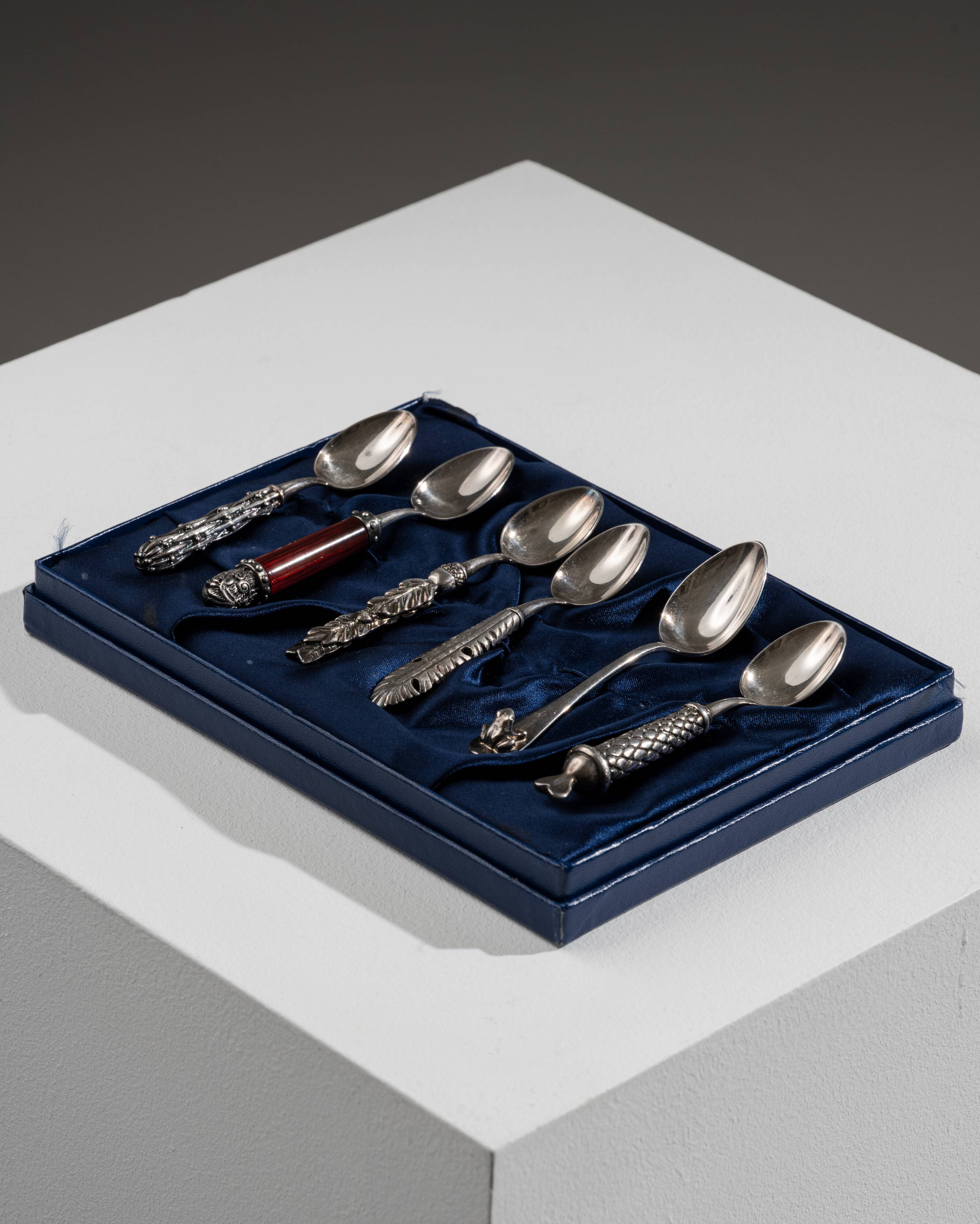 Coffret de 6 petites cuillères, Roux Marquiand, 1990s