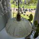 Antique opalescent pressed glass cup pendant lamp, art deco portable lamp
