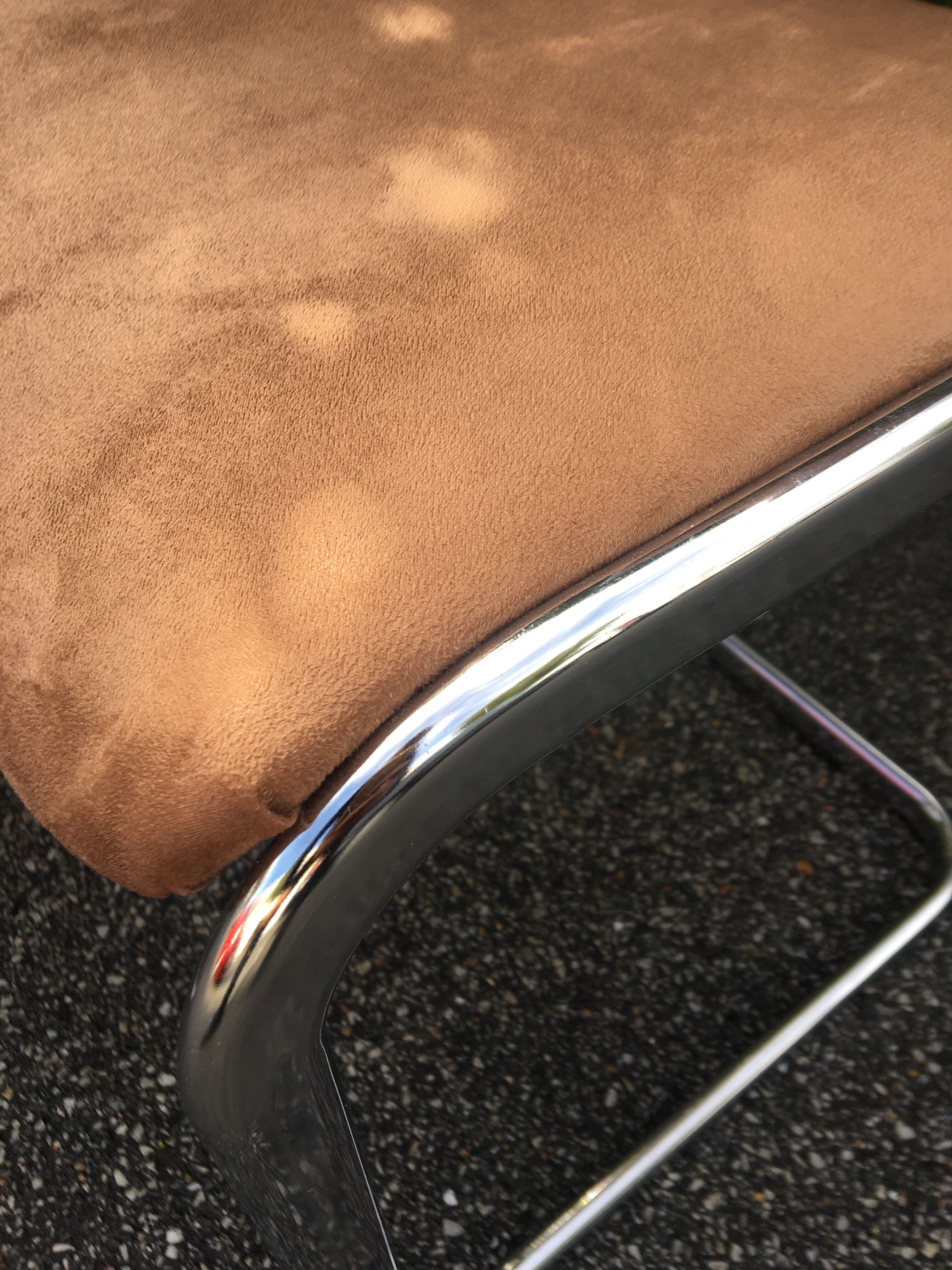 4  chrome steel chairs velvet tobacco 1970