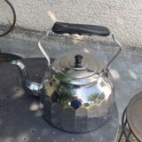 Large kettle, in chrome copper, menesa, vintage and collector's black bakelite handle