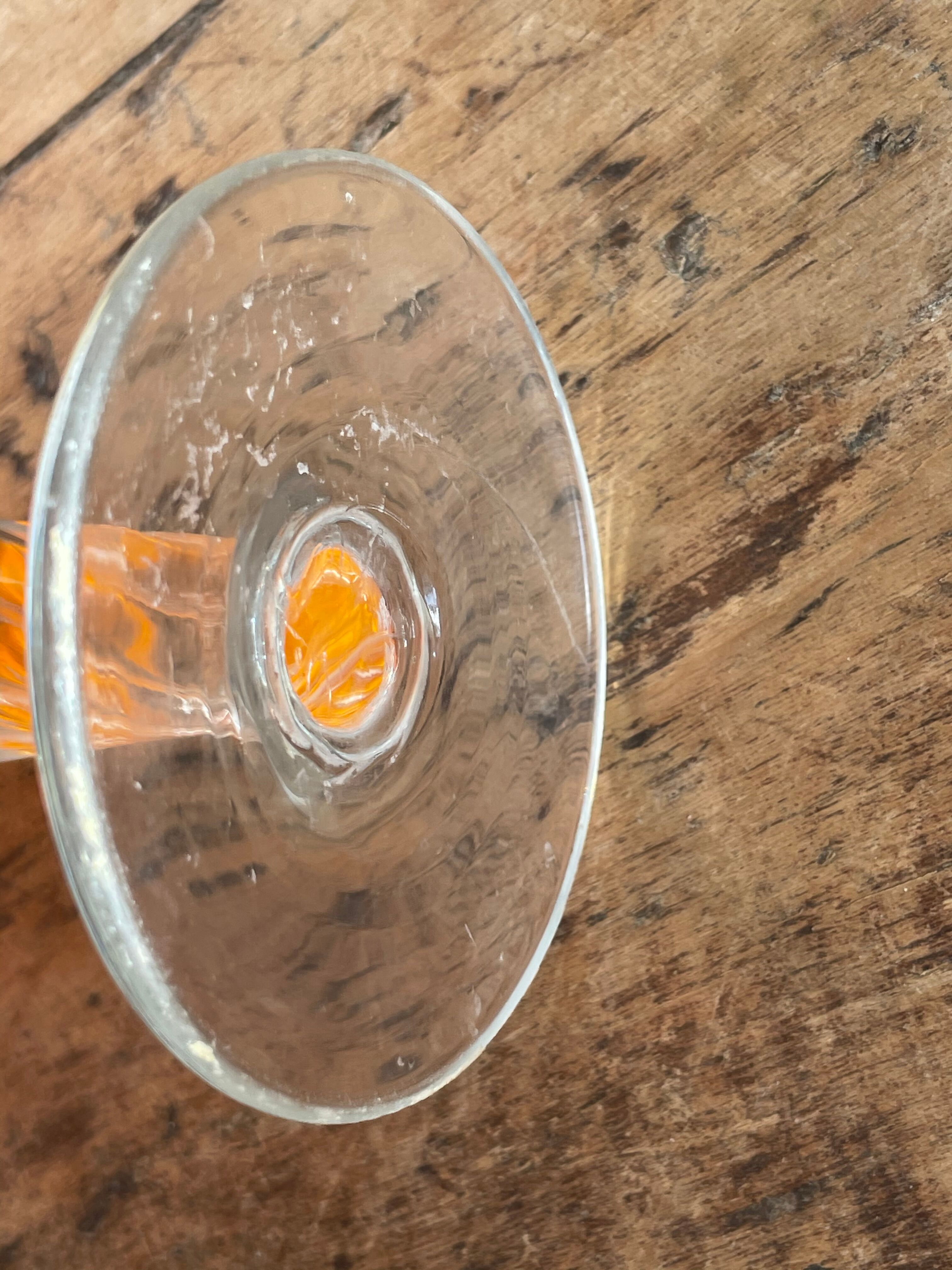 Vintage orange vase opaline glass on foot
