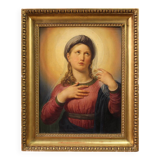 19th century panel painting, Virgin Mary in contemplation