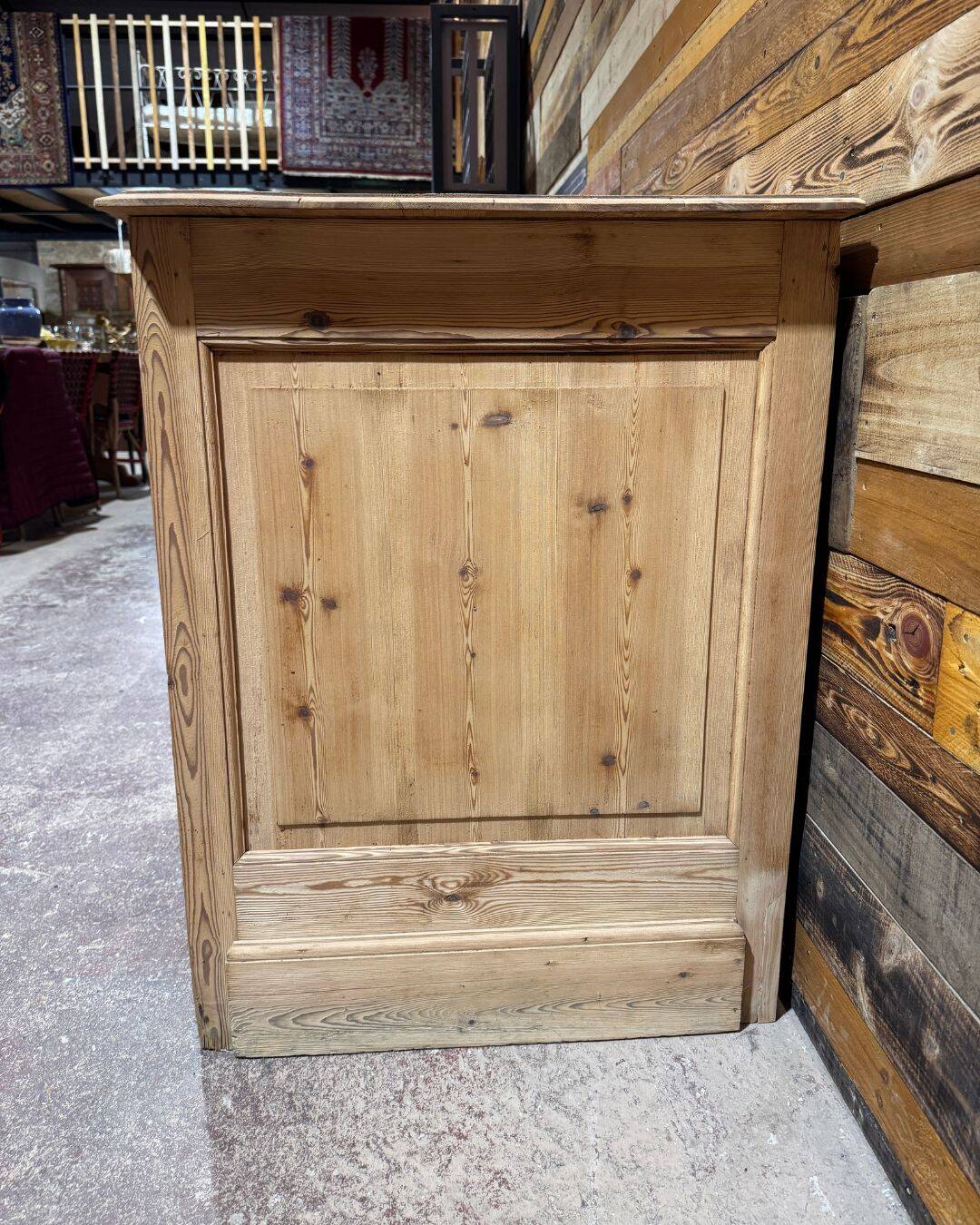 Old haberdashery counter in pitch pine