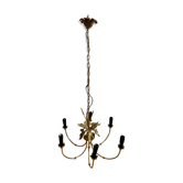 Lustre 6 branches en métal doré