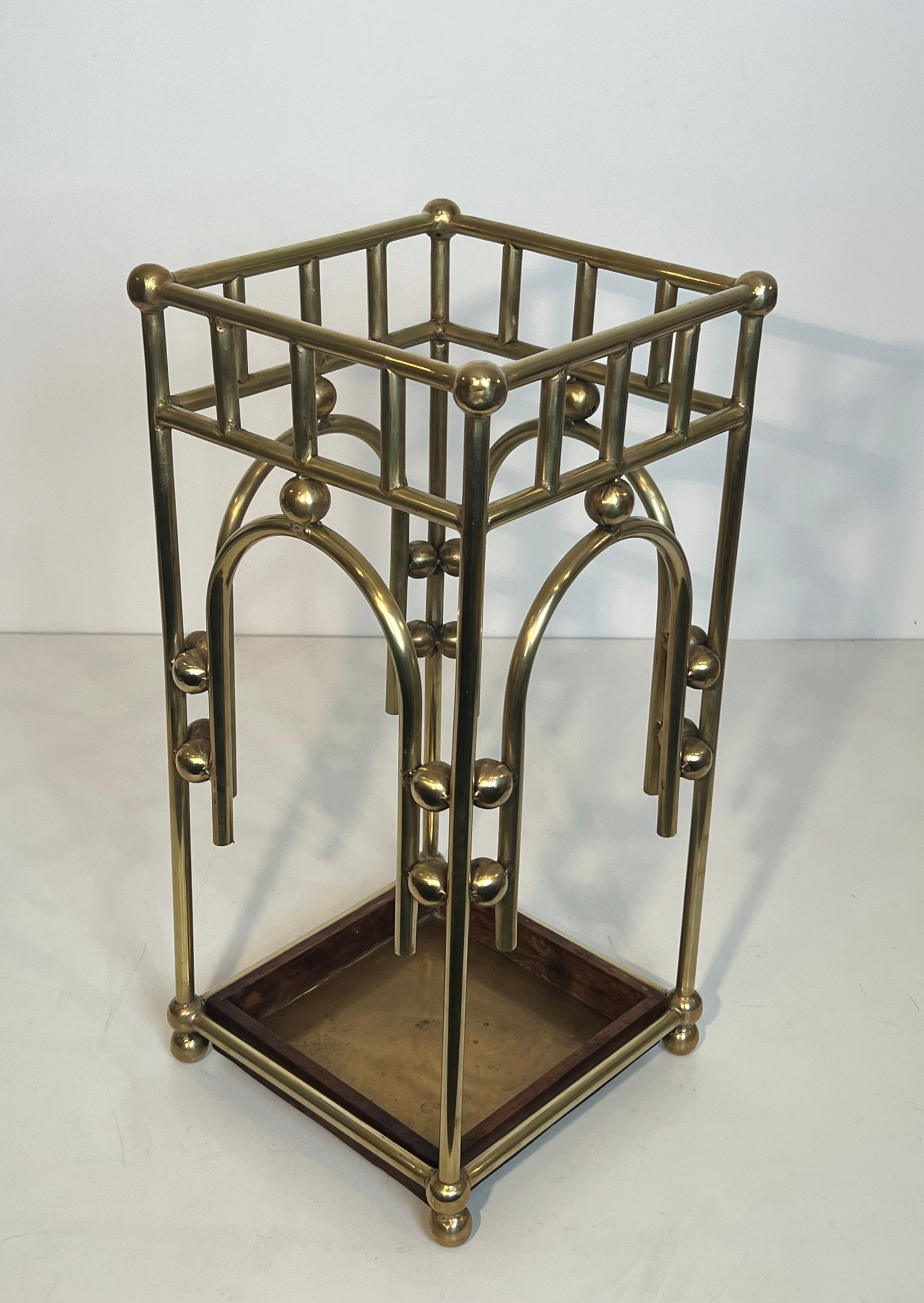 Modernist brass umbrella stand in the style of Joseph Hoffmann