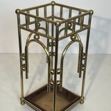 Modernist brass umbrella stand in the style of Joseph Hoffmann