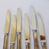 6 dessert knives in silver metal punched 2106271
