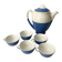 Blue and white Saint-Amand coffee service