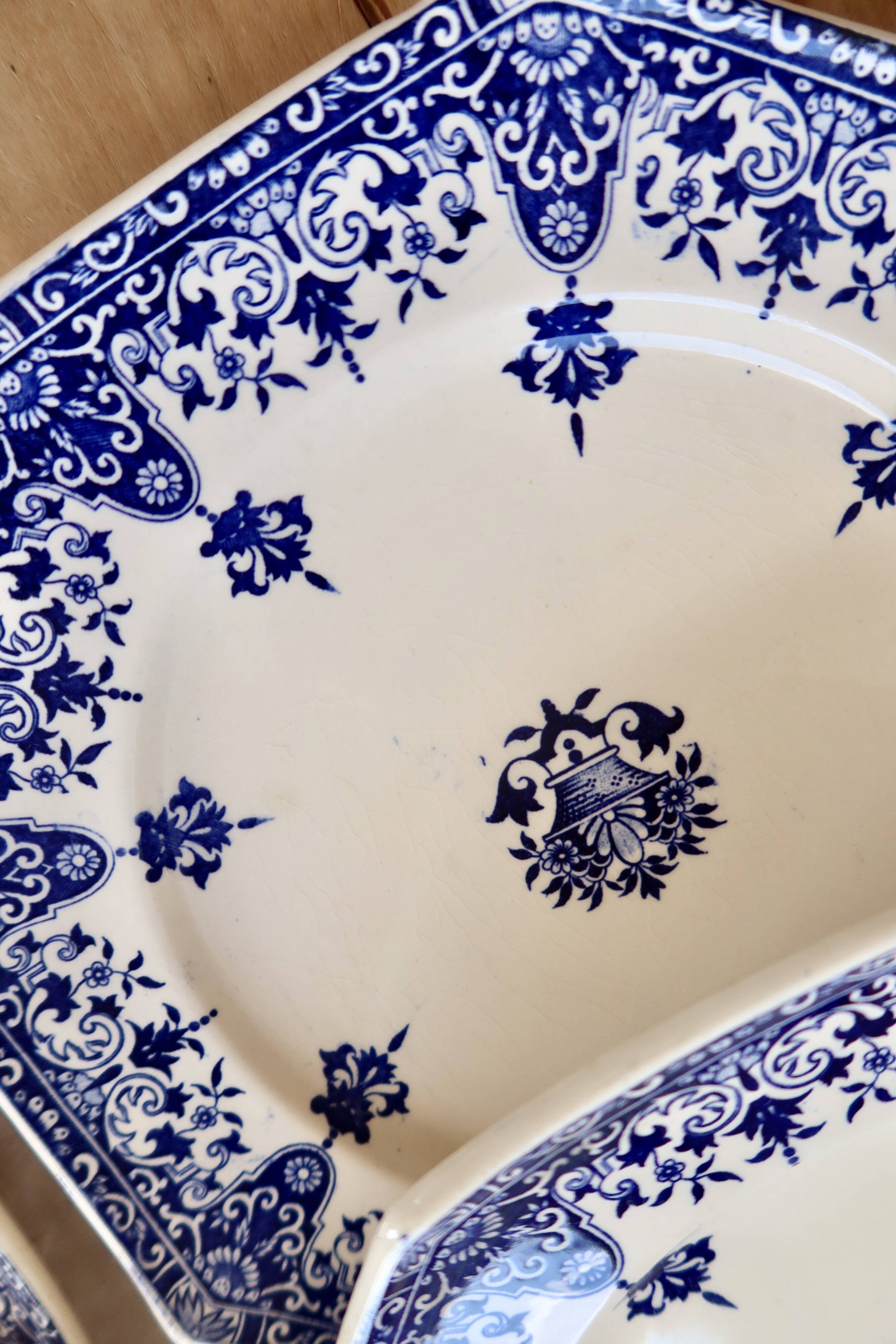 6 dessert plates ironstone Longchamp Rouen 19th century