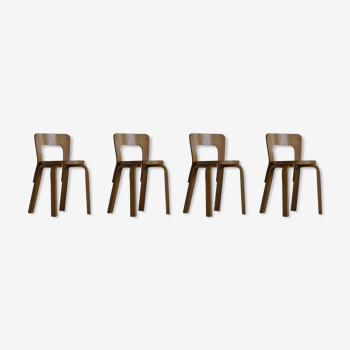 Lot de 4 chaises modèles 65 par Alvar Aalto pour Artek, années 1950