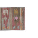 Handwoven Vintage Sivas Kilim Runner in Green Geometric Pattern 2'8'' x 12'6''