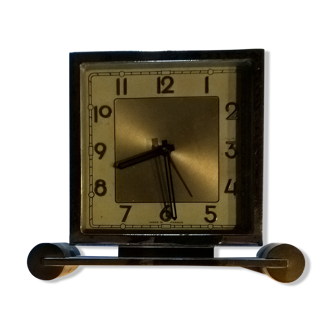 Steel and brass art deco square clock