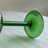 8 Alsatian stemmed glasses, transparent glass and green stems.