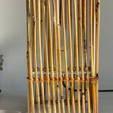 Vintage Wood and Wicker Cube Lamp