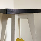 Lot 4 stools wood and formica yellow black and white