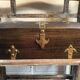 Old Box Storage Wood + Clamoir Metal Gilded Interior Fabric Red Vintage