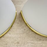 Pair of Limburg Glashütte wall lamp sconce opaline glass with golden detail