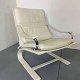 Ensemble de deux chaises longues blanches Space Age, années 1970