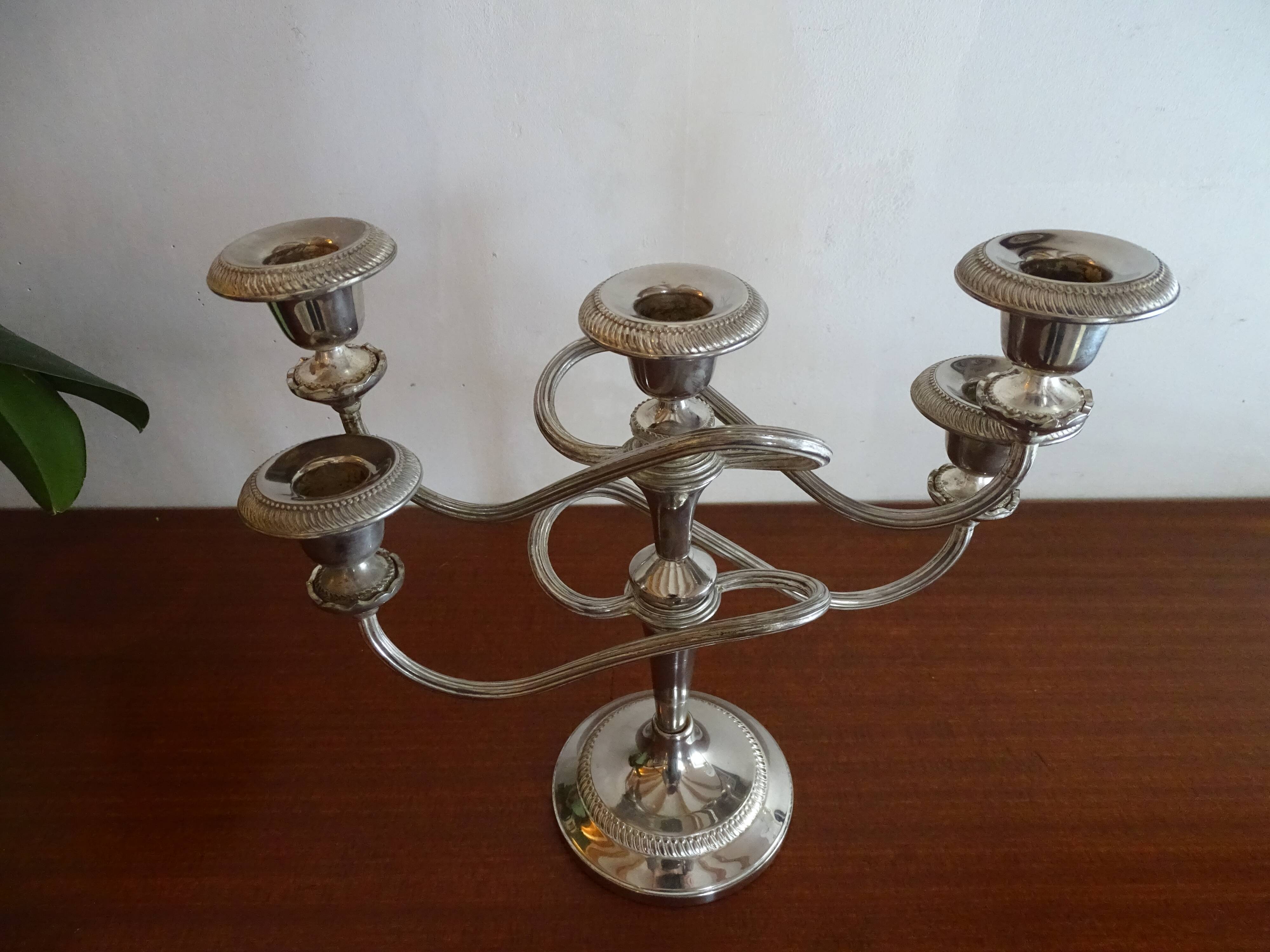 Chandelier 5 burners vintage silver metal