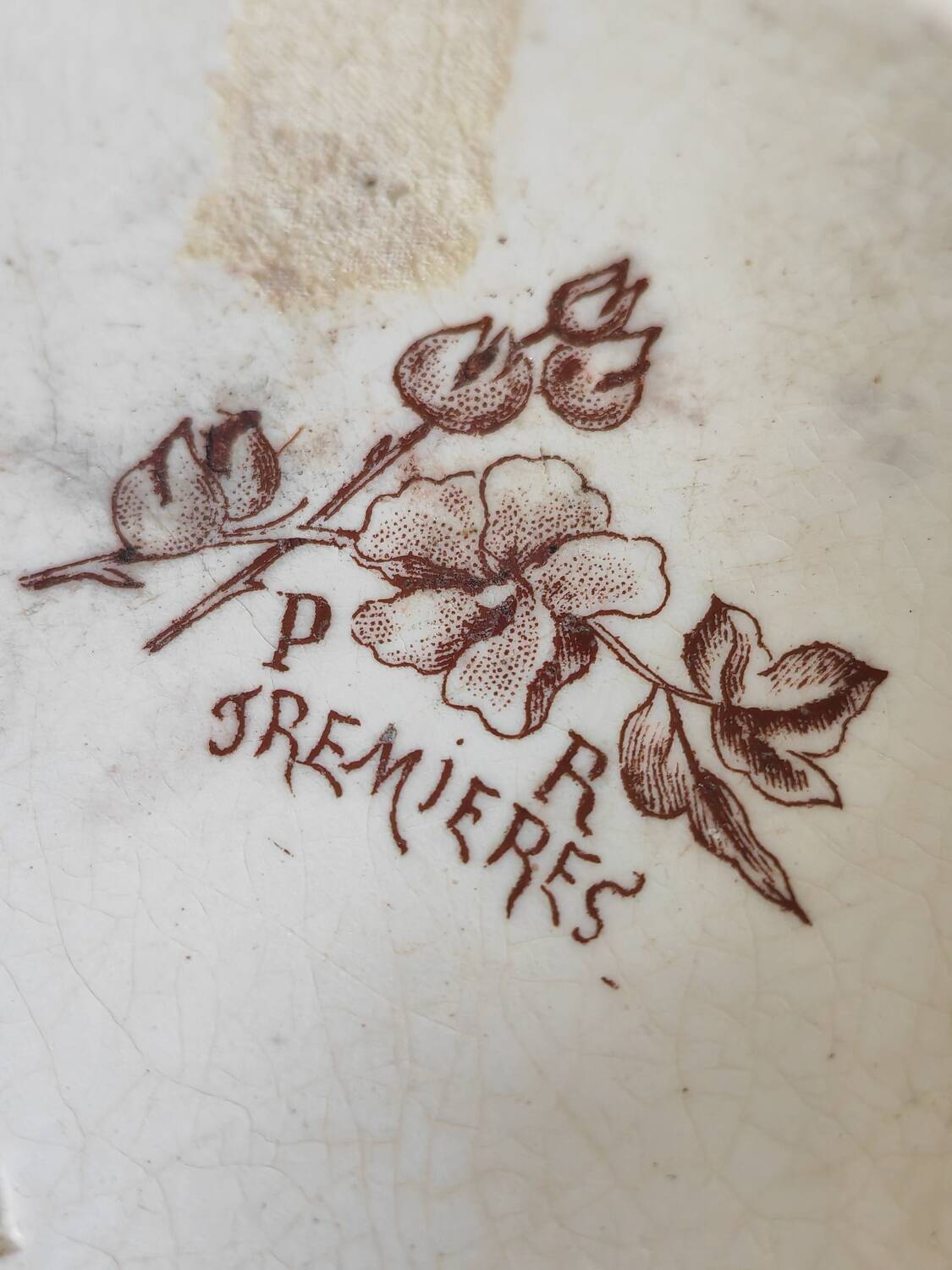 Old polychrome plate Trémières