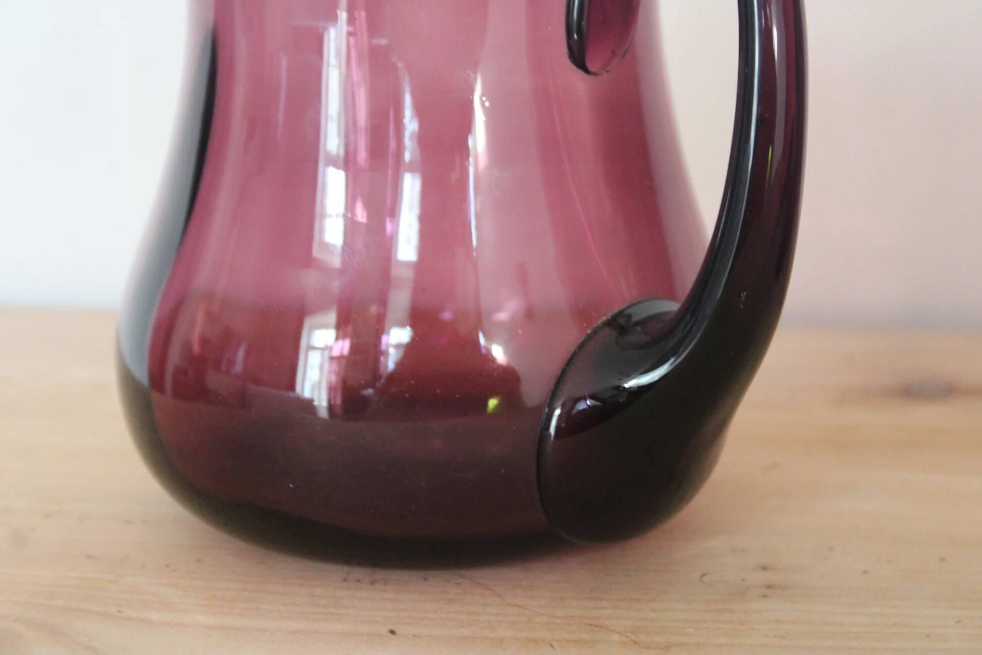 Vintage purple plum glass pitcher and glass – Retro set