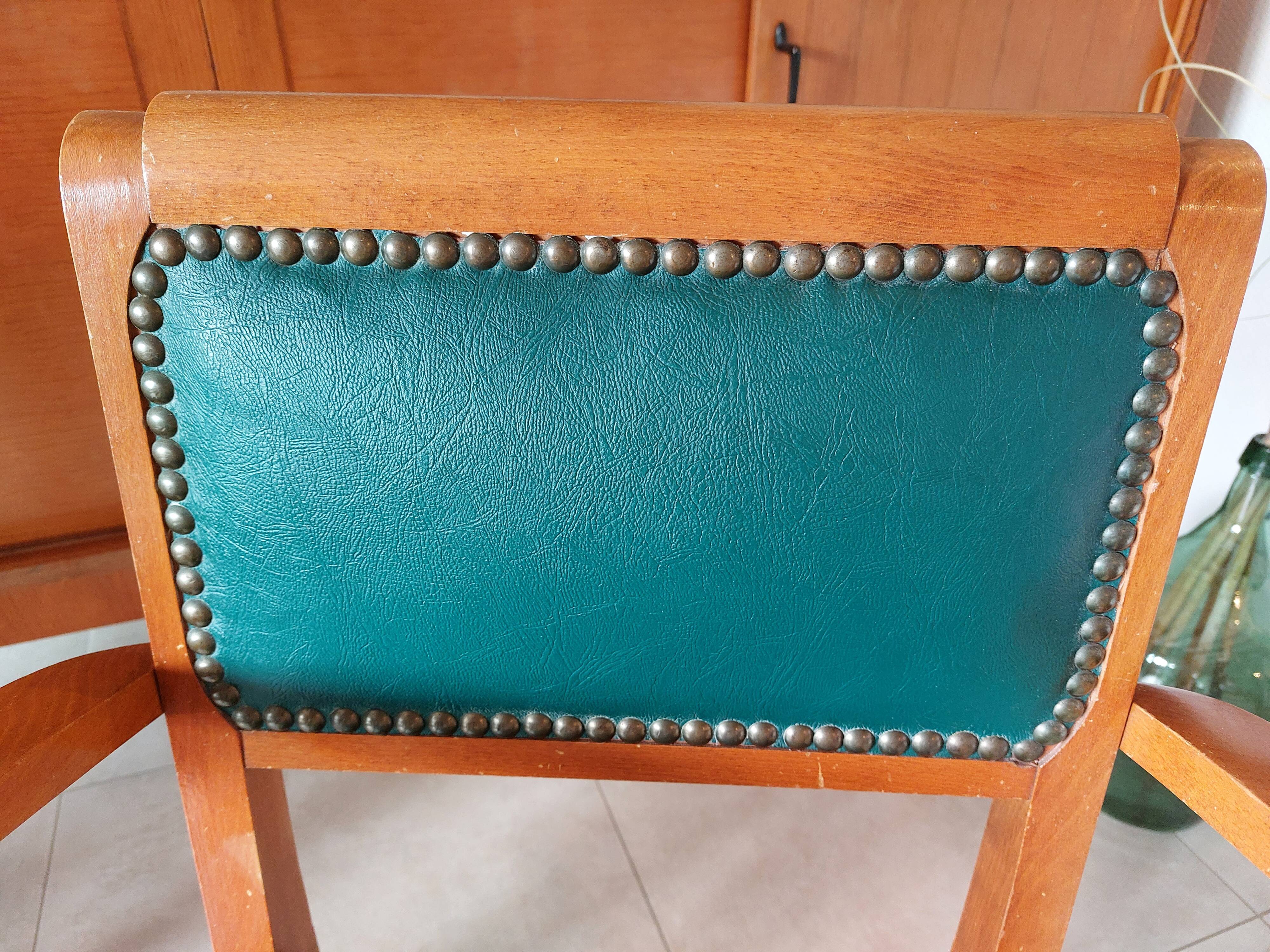 green leather bridge chairs