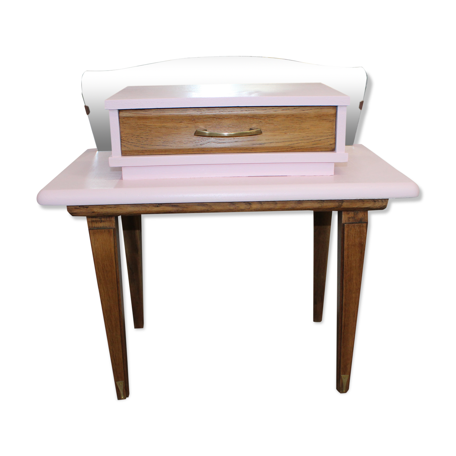 Vintage pink bedside with mirror