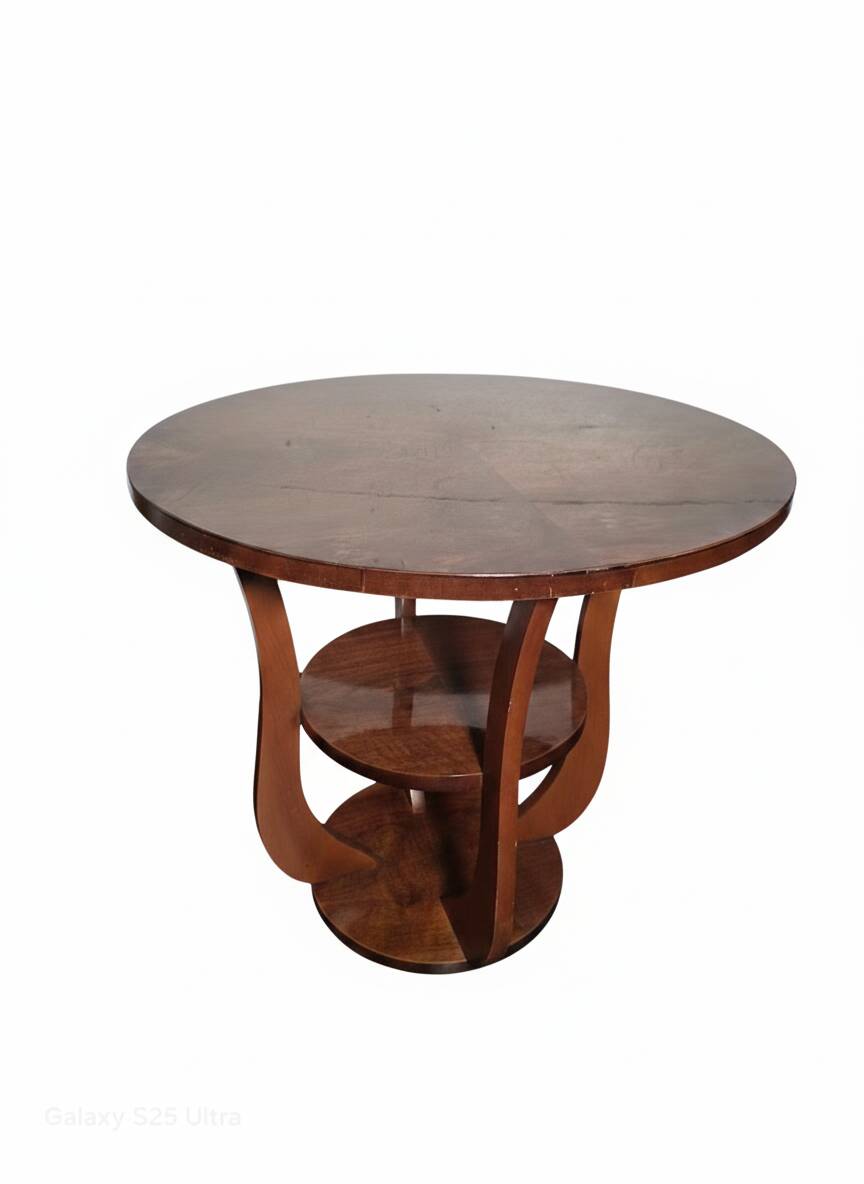 Art Deco walnut gueridon with double top from the 1930s.