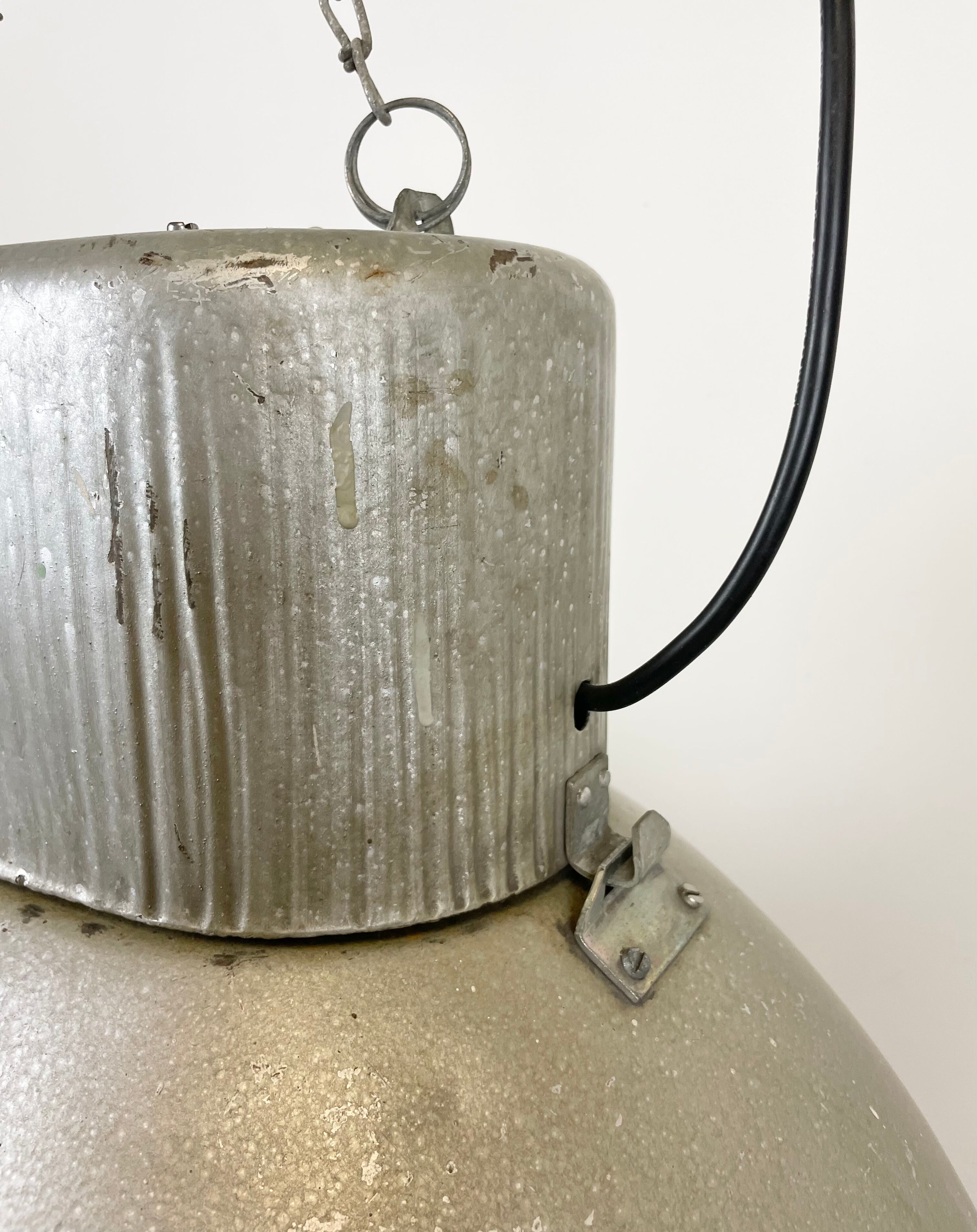 Oval industrial polish factory pendant lamp from mesko, 1970s