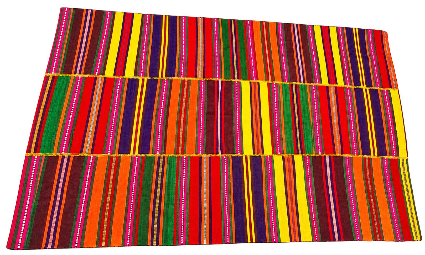 Grand Kilim Rug "Cherga" Vintage in 3 Hand-Stitched Panels - 264 x 184 cm