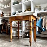 Coiffeuse, meuble de toilette en bois et marbre 80 x 48 cm