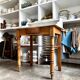 Dressing table, bathroom cabinet in wood and marble 80 x 48 cm