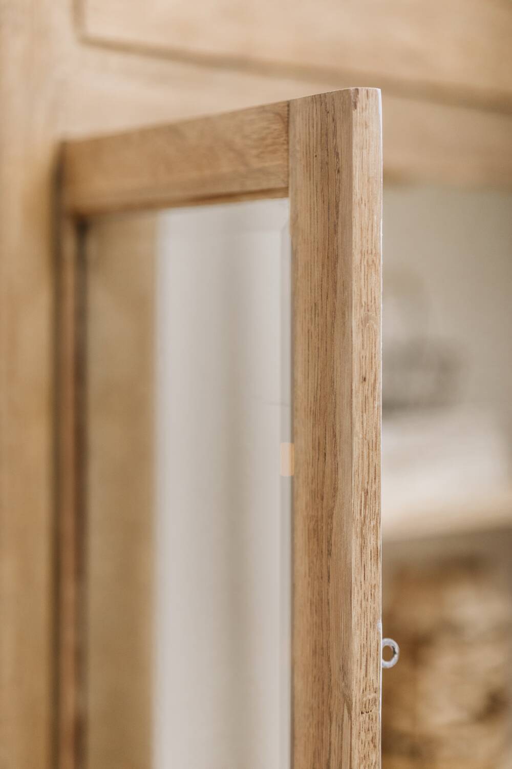 Antique oak wardrobe with mirror – fully restored