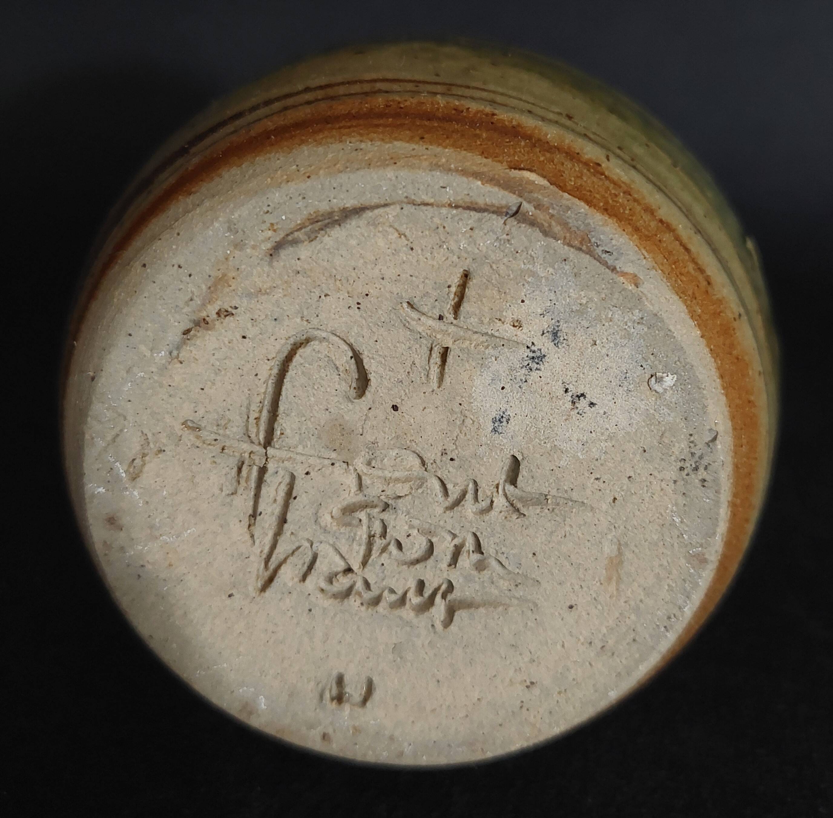 Monastic sandstone candle holder or tealight holder from Fontgombault Abbey, 20th century