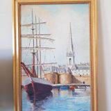 Tableau signé Marine port Saint Malo