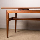 Large Danish teak coffee table with 1960 document rows.