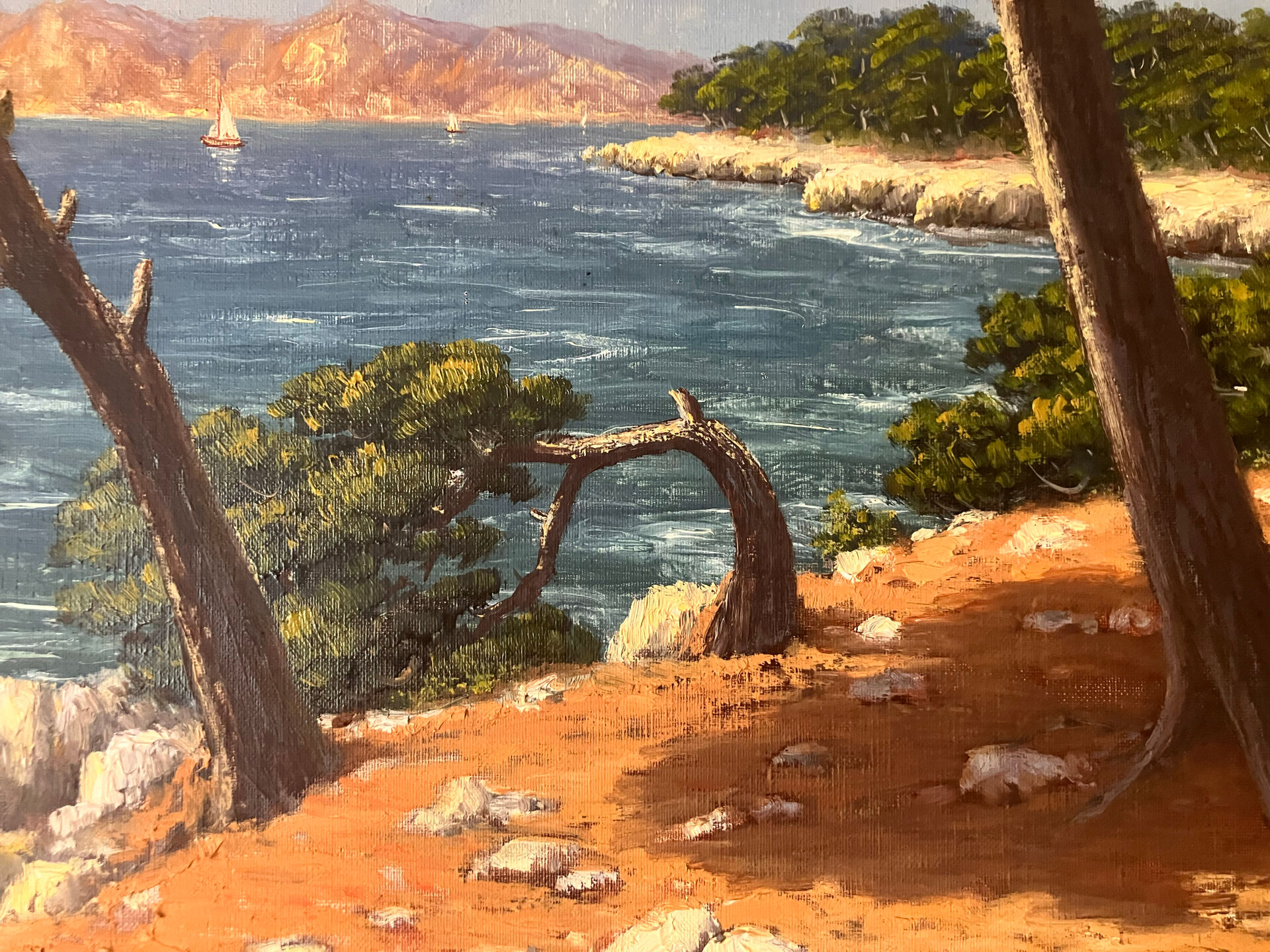 painting signed René Dulieu - shore of Var