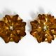 Pair of 70's gilded floral Regency wall or ceiling lamp with large leaves