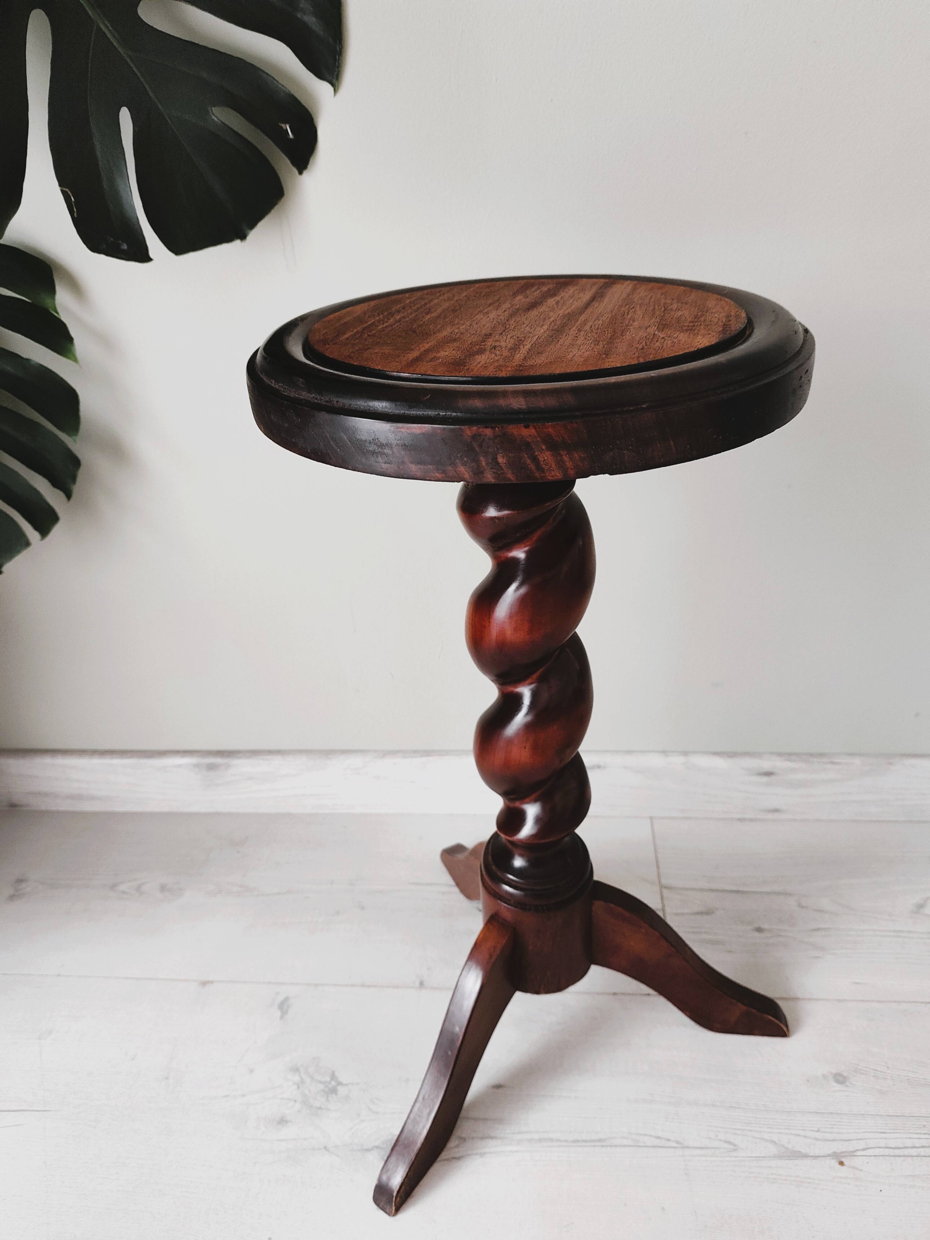 Antique turned leg side table