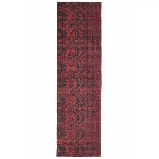 Vintage Turkish Oushak Handmade Wool Cotton Red Runner Rug 80x281
