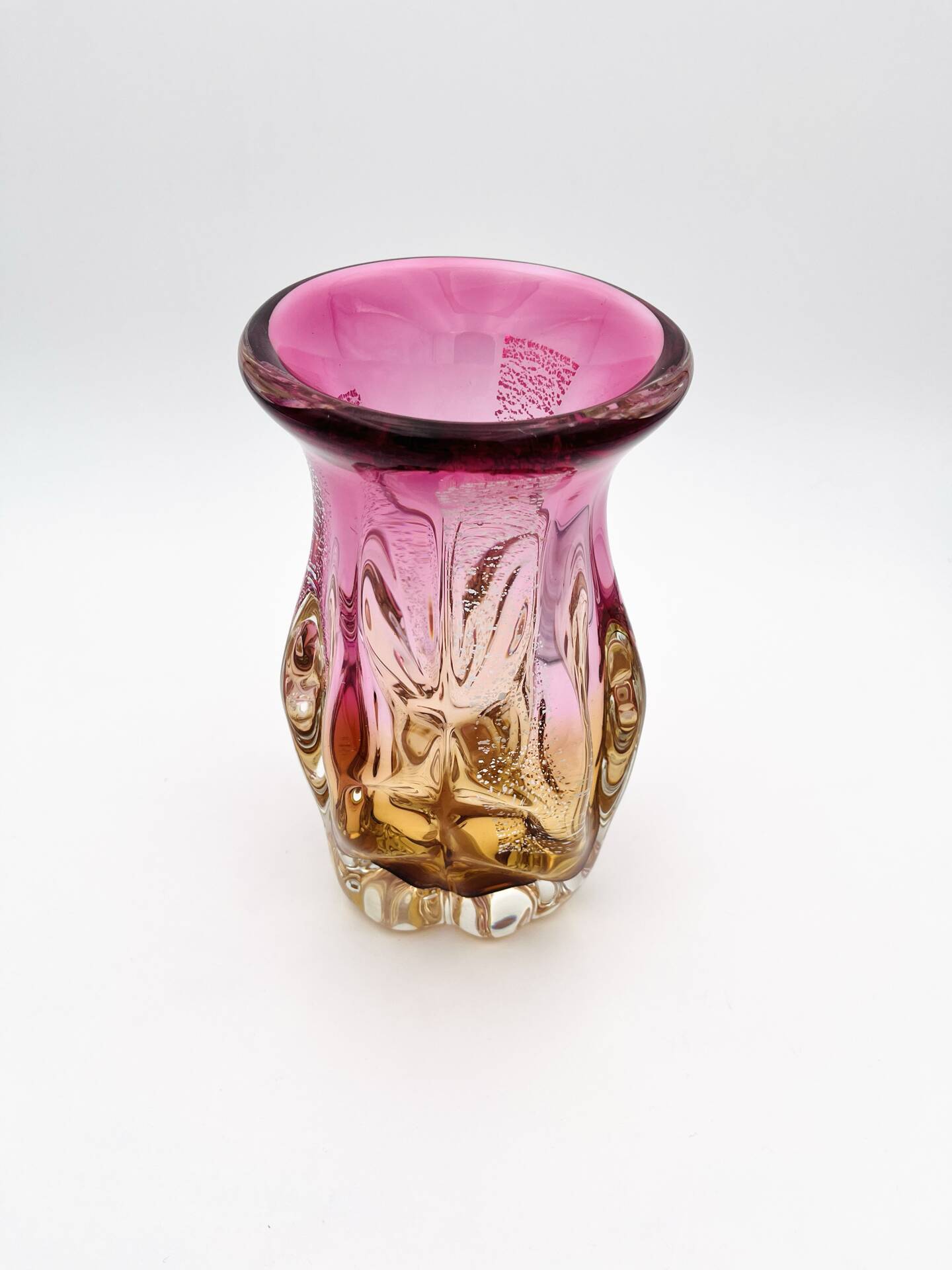 Vase Studio Glass Josef Hospodka Chribska Sommerso Feuille Argent