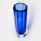 Blue XL Sommerso vase by seguso, faceted glass, murano, italy, 1970