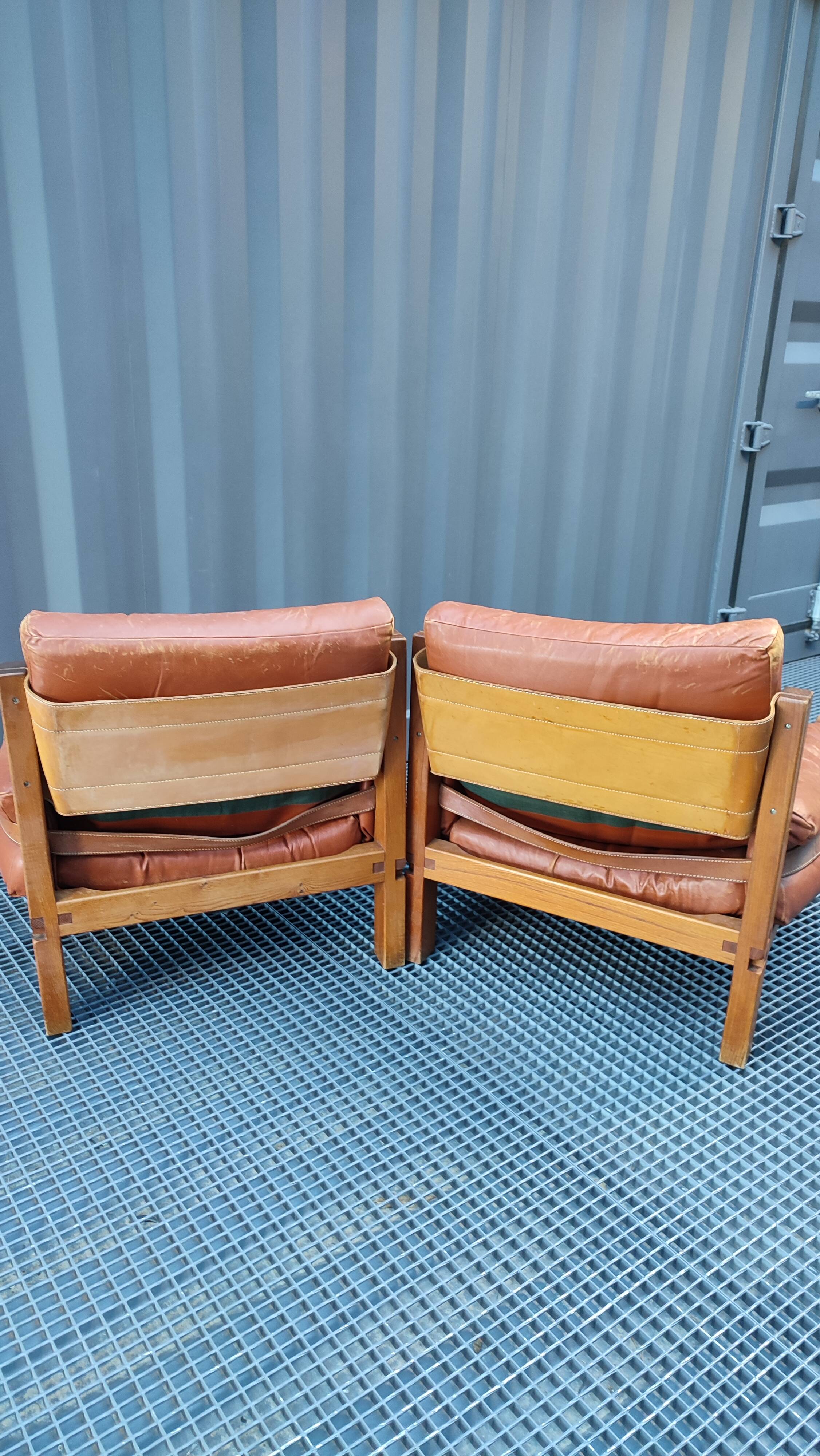 Pair of S15 Pierre Chapo armchairs