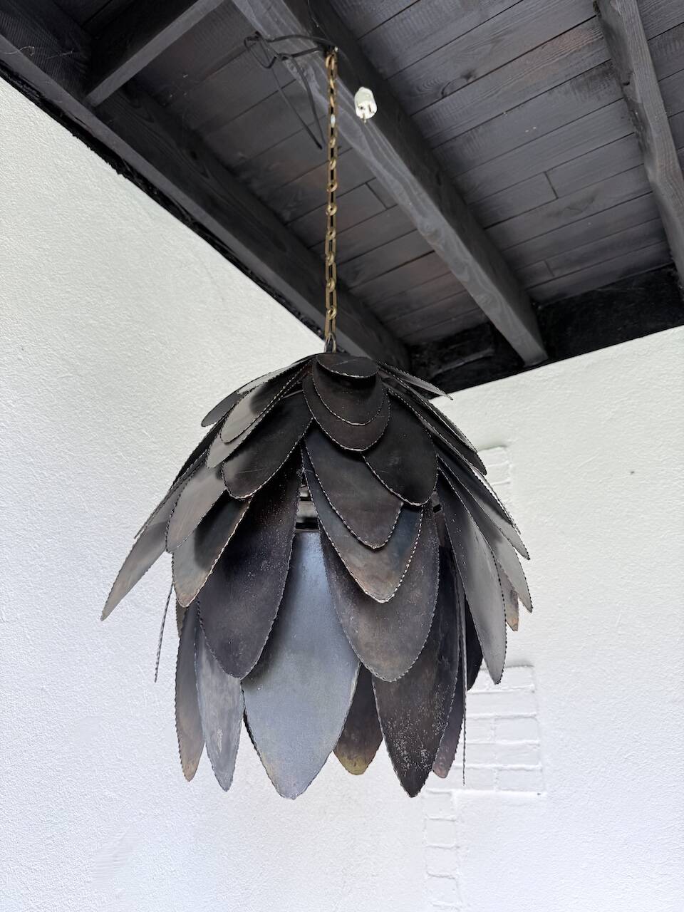 Brutalist suspension Jansen metal welded flower