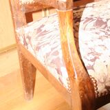 Ancienne banquette provençale tissu cloute & bois massif 3 places