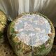 Duo de poufs en velours fleuri