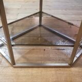 Angle shelf in chrome metal and smoked glass