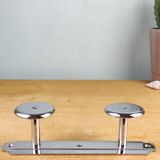 chrome metal wall coat rack with 2 hooks