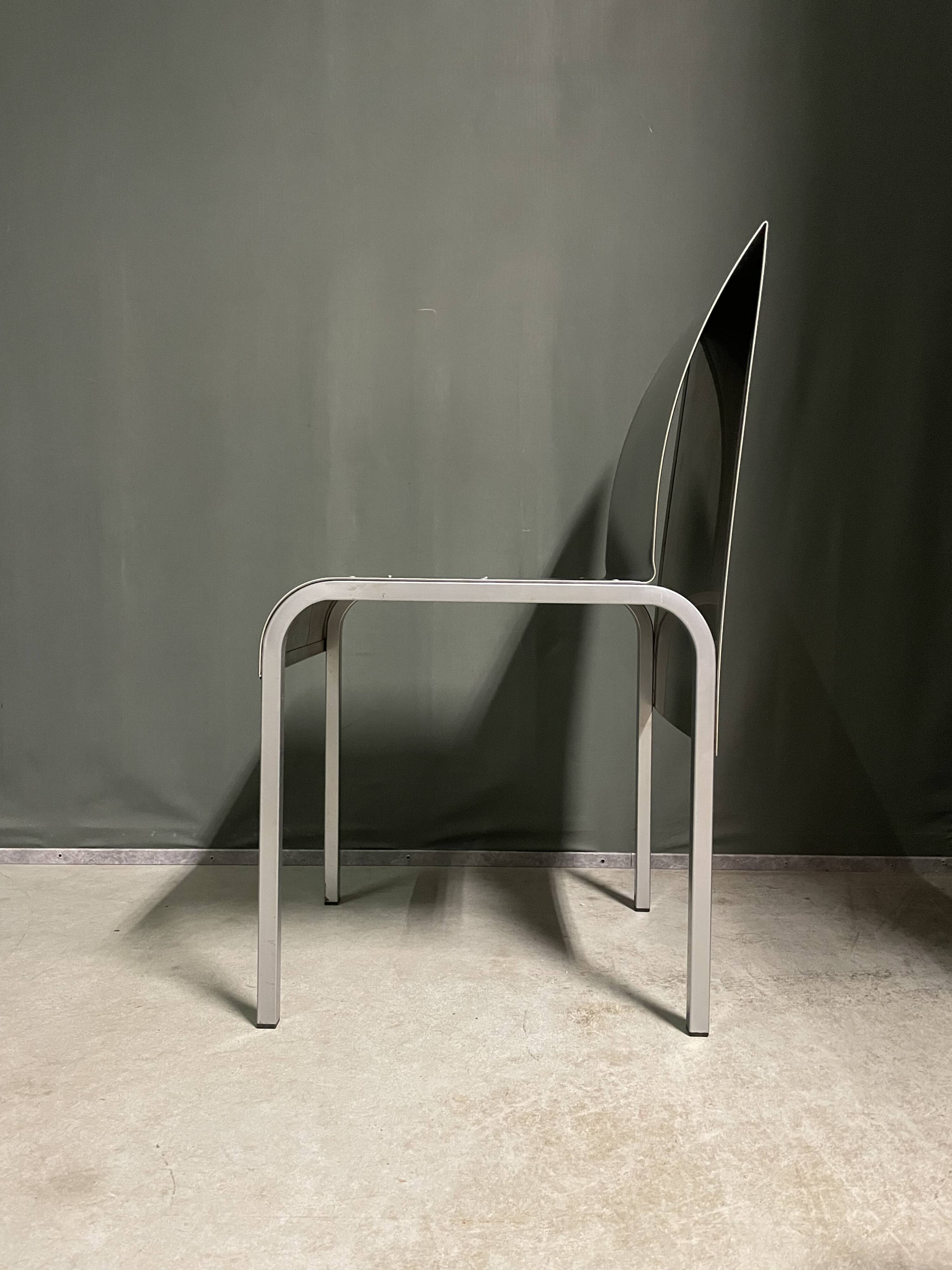 Rare set of 4 Aluminium side chairs 1980's